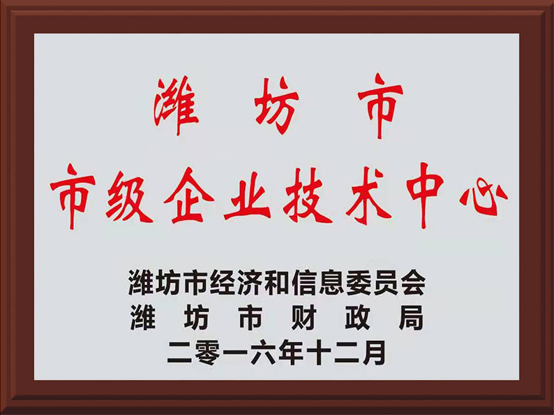 市級企業(yè)技術(shù)中心證書